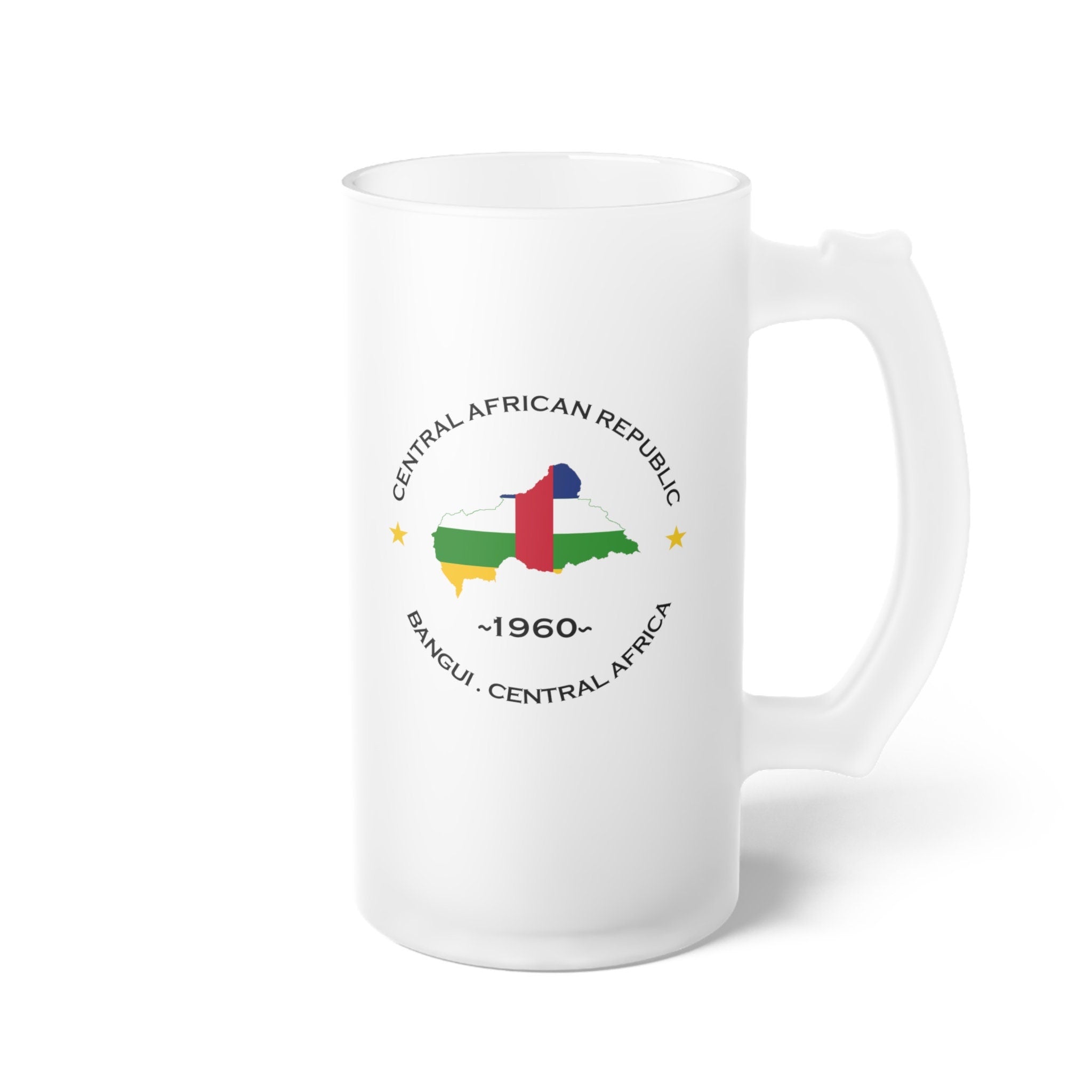 Central African Republic Frosted Glass Beer Mug